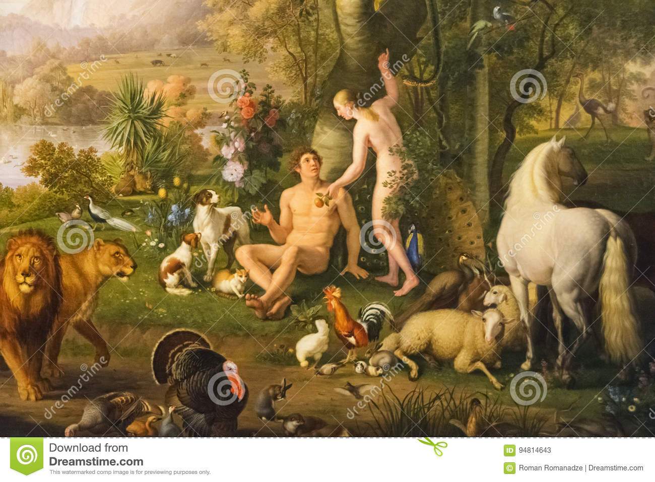 Garten Eden Reizend Adam Und Eve Im Garten Eden Redaktionelles Stockfoto Bild